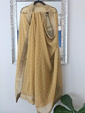 Mustard Printed Shiffon Saree